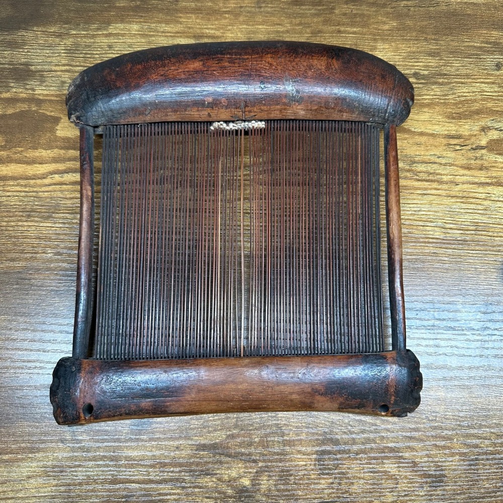 Antique Primitive Wooden Weaving Loom Reed Textile Tool Rustic Farmhouse Decor